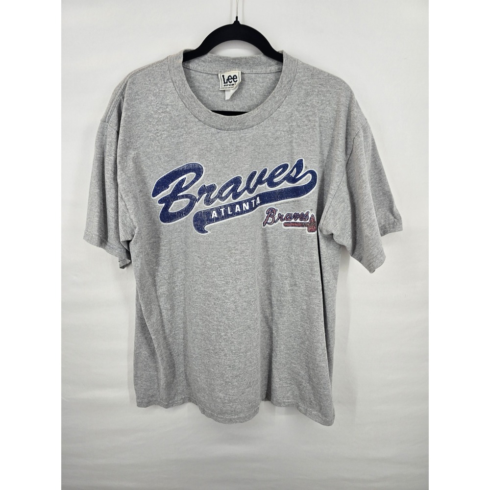 Lee Sport Atlanta Braves Vintage‎ T-Shirt Mens XL Heather Gray MLB Baseball 2001